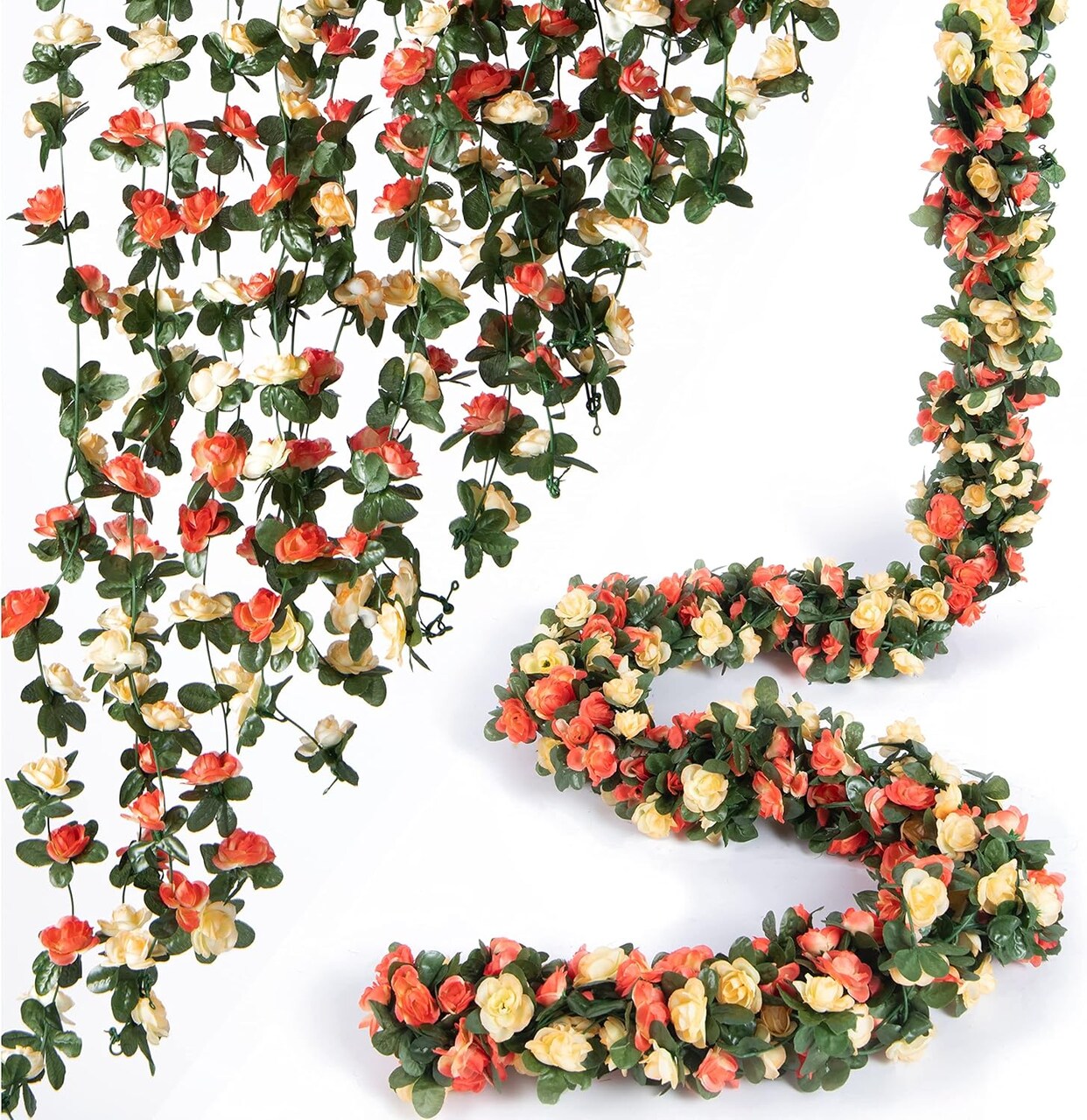 8 Pcs 66Ft Artificial Rose Vine Flower Garland (Spring-Champagne)